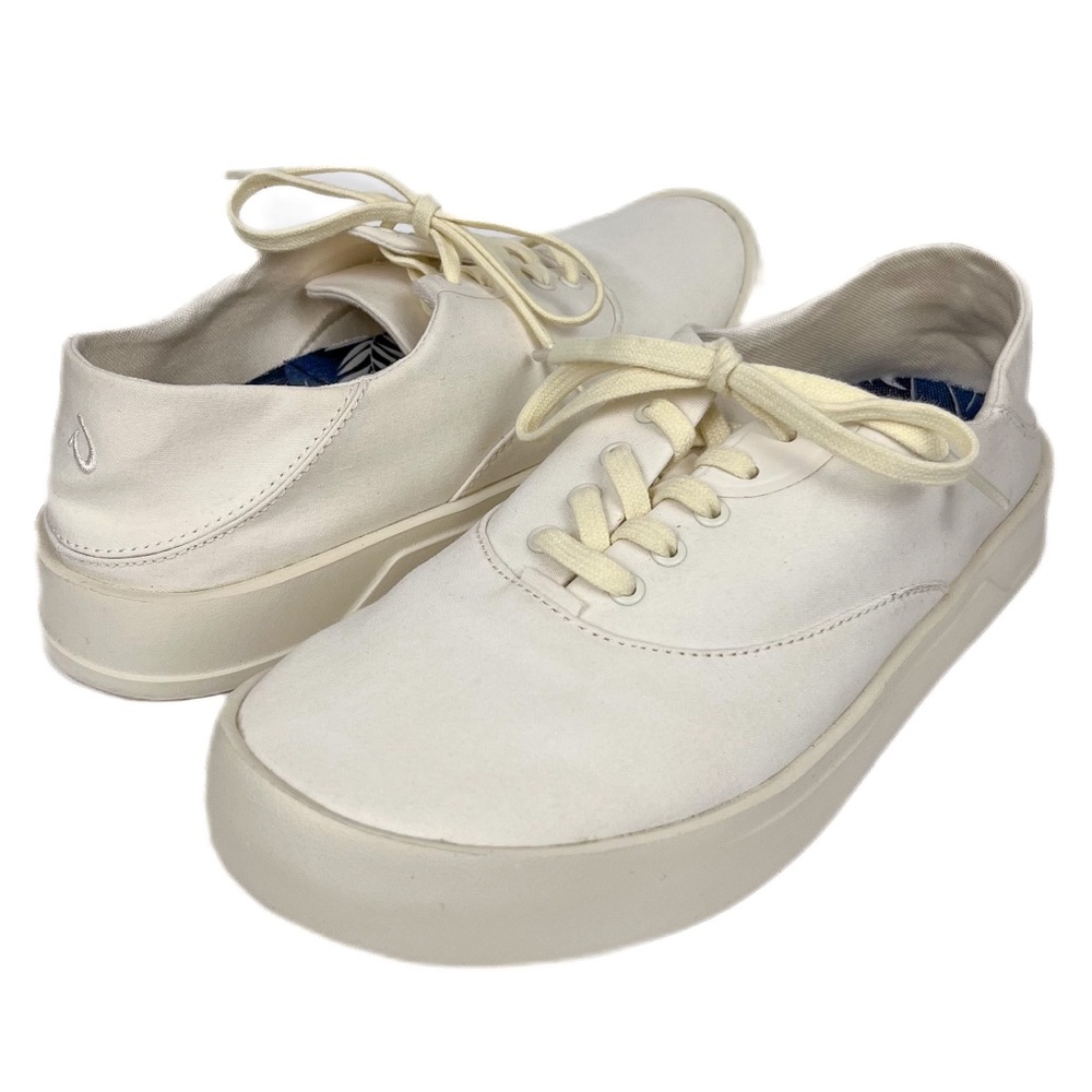 OluKai Mens 7 Tradewind Off White Canvas Lace Up Low Top Casual Sneakers Shoes